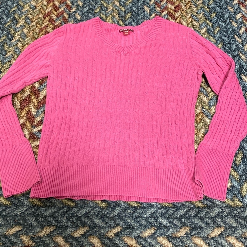 Merona Pink Size Medium Long Sleeved B-Meck Top Sweater Gall Cozy Feminine
